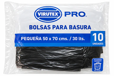 Bolsa para basura plana Virutex Pro 50 x 70 cm – 10 unidades