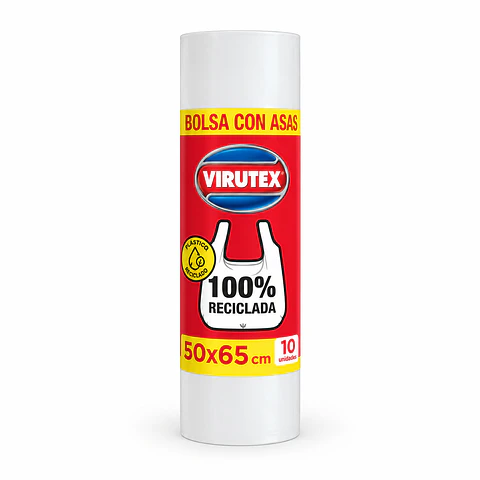 Bolsa para basura blanca con asas Virutex 50 x 65 cm – 10 unidades