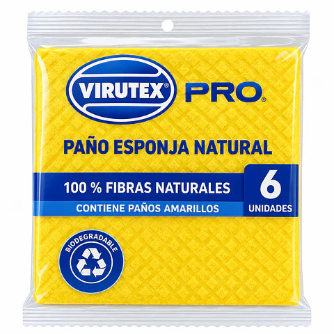 Paño esponja compostable Virutex Pro – 6 unidades