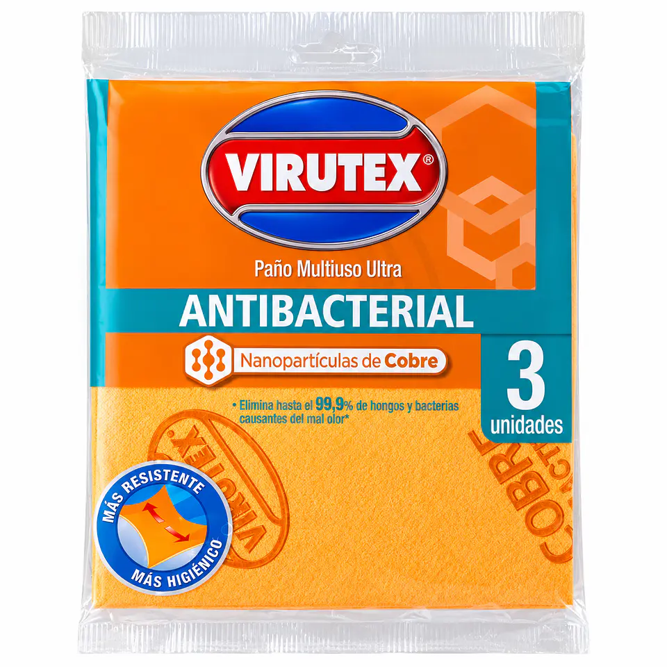 Paño multiuso Virutex con cobre antibacterial – 3 unidades 1