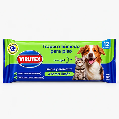 Trapero húmedo Virutex Pets Limón – 12 unidades