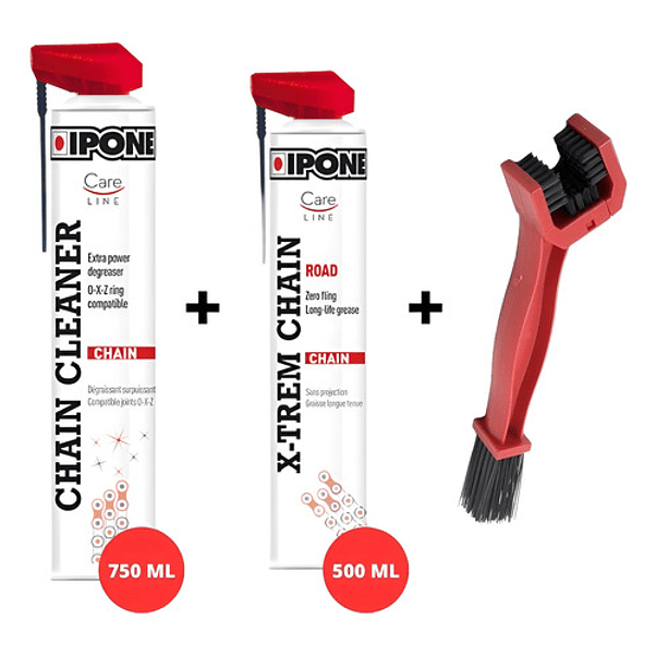 Pack Limpiador /kit Lubricante Cadena De Moto Ipone 1