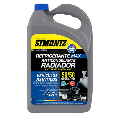 Refrigerante Simoniz Max Anticongelante Radiador Azul 50/50 – 1 Galón