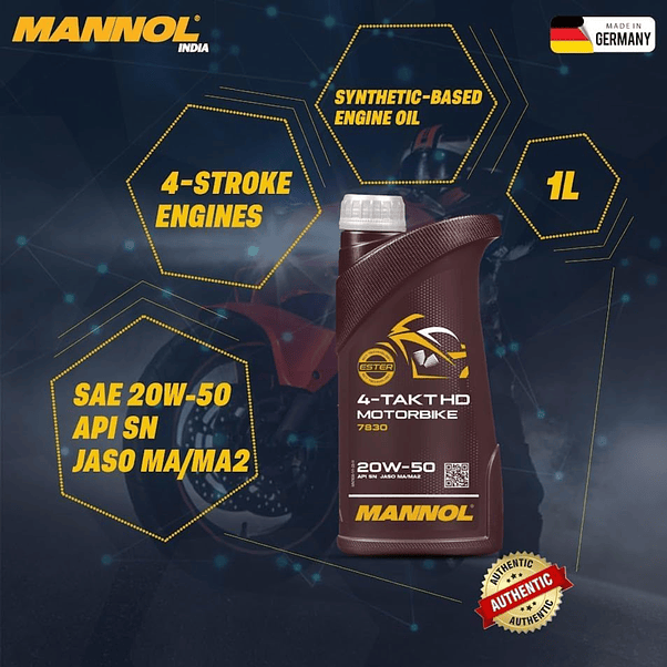 🏍️ Mannol 4-Takt HD Motorbike 20W-50 – 1 Litro (Ester Technology) 3