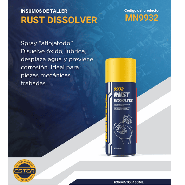 🔧 Mannol Rust Dissolver 9932 – Eliminador de Óxido y Lubricante 450 ml 3