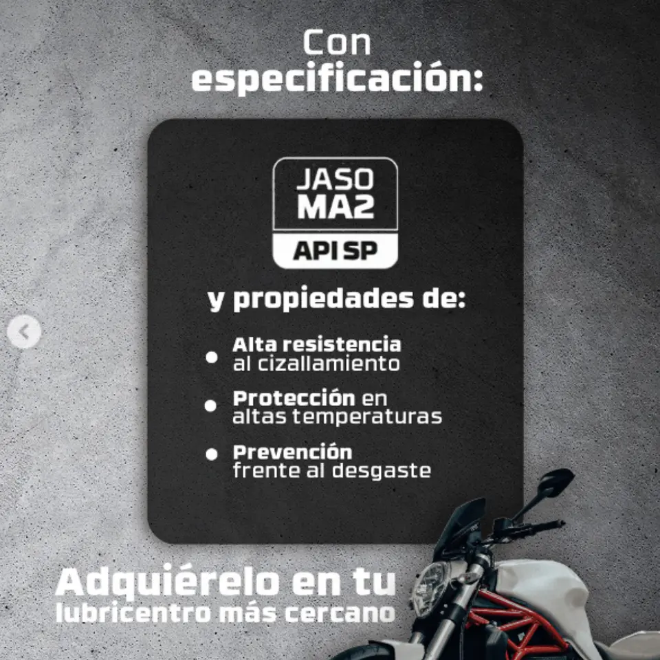 Aceite Moto Vistony Rayvon 4T J8000 20W-50 100% Sintético API SP JASO MA2 1L 4