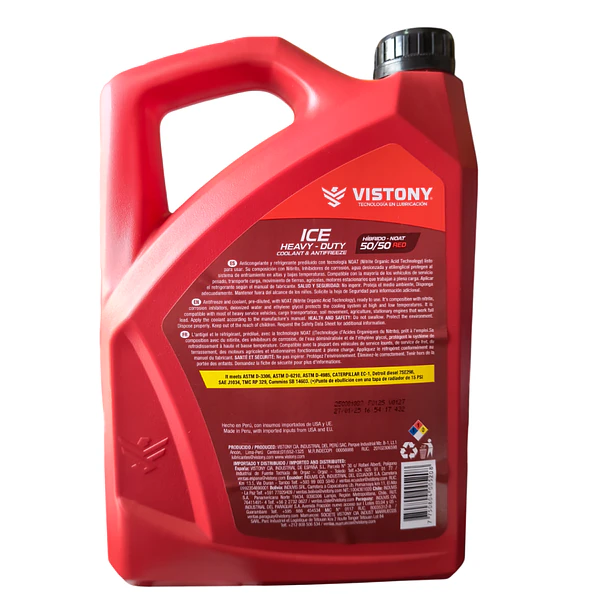 Refrigerante Vistony Ice Freeze Heavy Duty Rojo 50/50 NOAT 3,785L 2