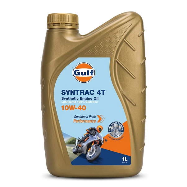 Aceite Moto Gulf Syntrac 4T 10W40 Sintético API SN JASO MA2 1L 1