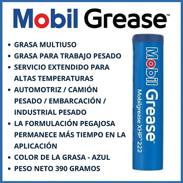 Grasa Azul Mobilgrease XHP 222 NLGI 2 Complejo de Litio 390 g 3