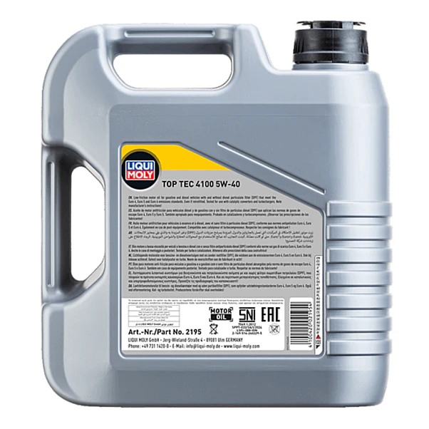Aceite Liqui Moly Top Tec 4100 5W-40 4 Litros Sintético 2