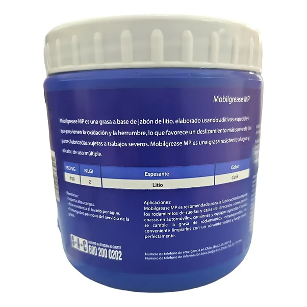 Grasa Mobilgrease MP Multipropósito Litio NLGI 2 500g Mobil 3