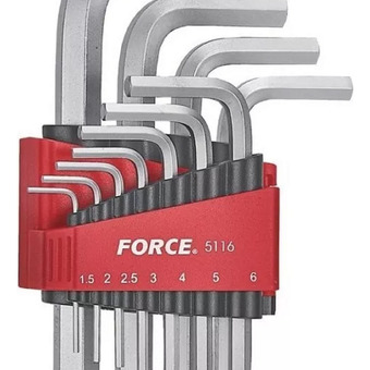 Juego Llaves Allen De 1.5 - 12mm 11 Piezas (5116) Force 1