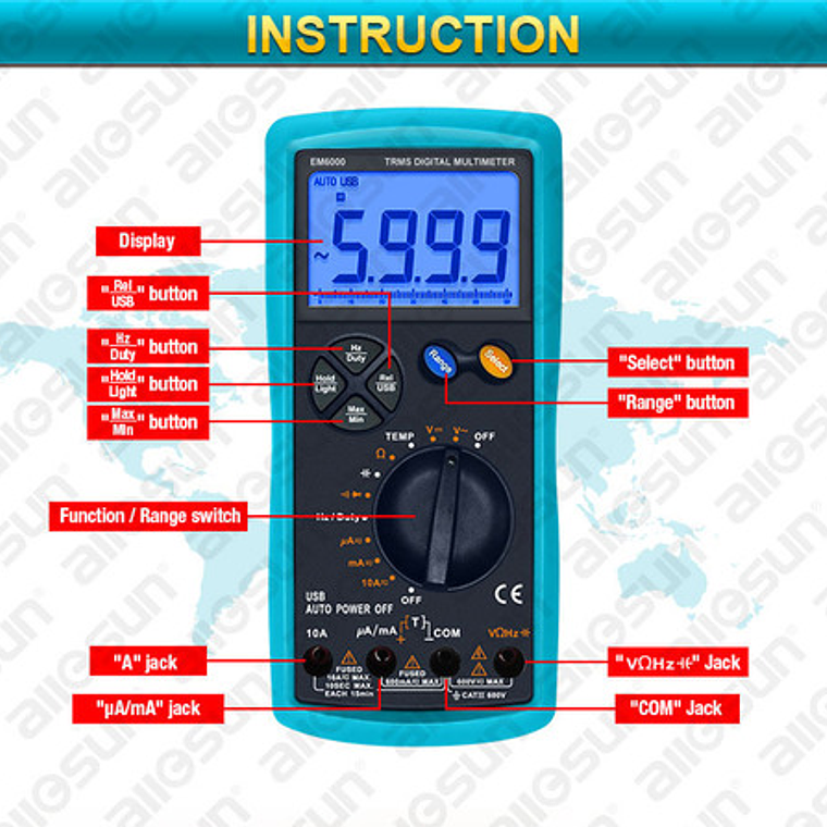 Multímetro Digital True Rms  (em6000) - Esun 4