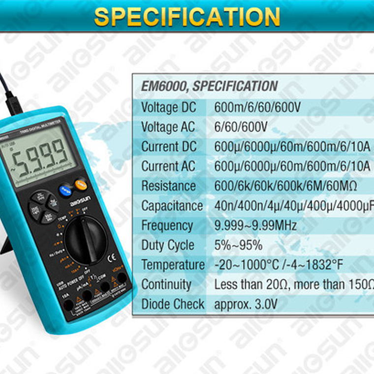 Multímetro Digital True Rms  (em6000) - Esun 5