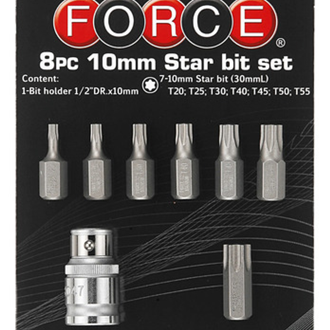 Juego Puntas Torx T20 - T55 Con Toma 1/2'' (4081) Force 1