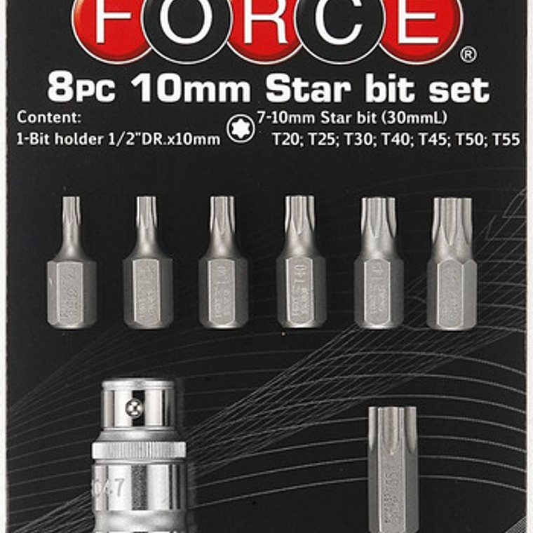 Juego Puntas Torx T20 - T55 Con Toma 1/2'' (4081) Force 3