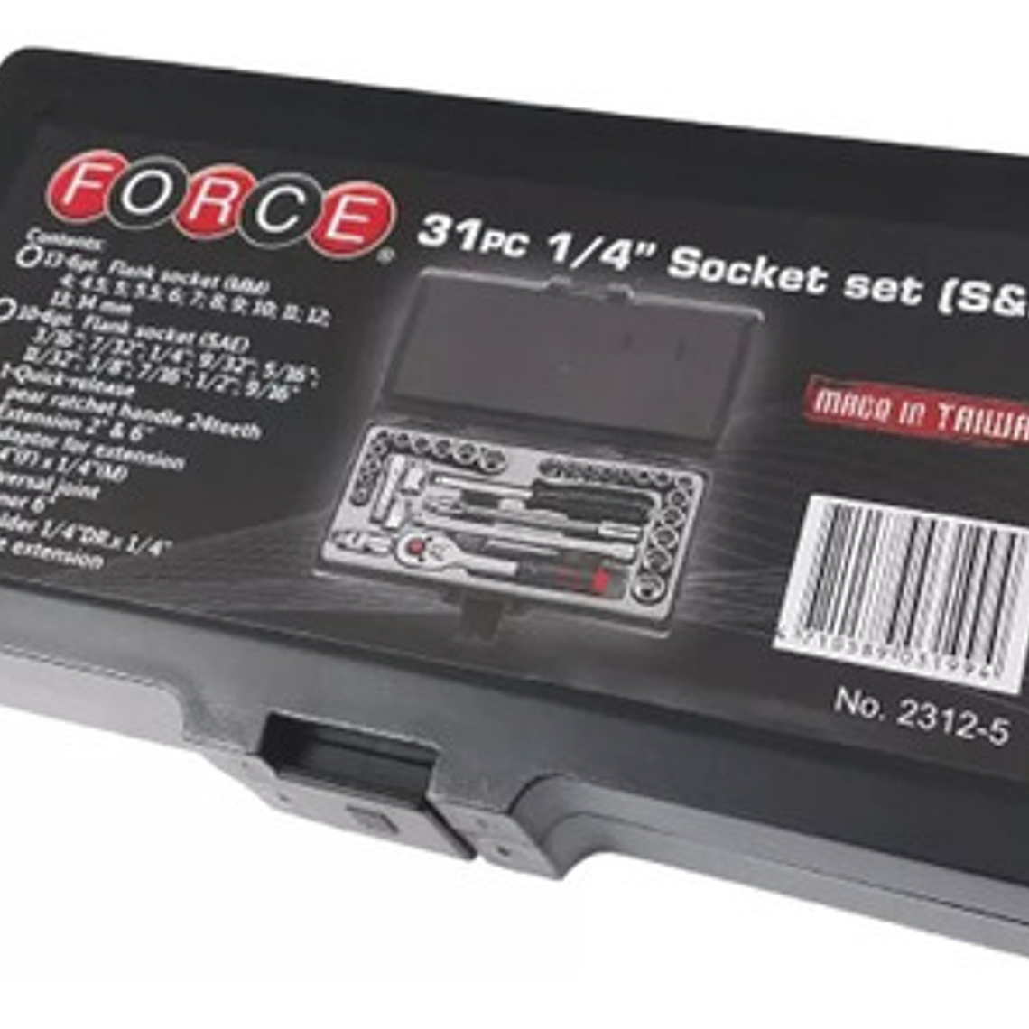 Juego Dados Hexagonal 1/4'' Mm/puLG 31 Piezas (2312-5) Force 1