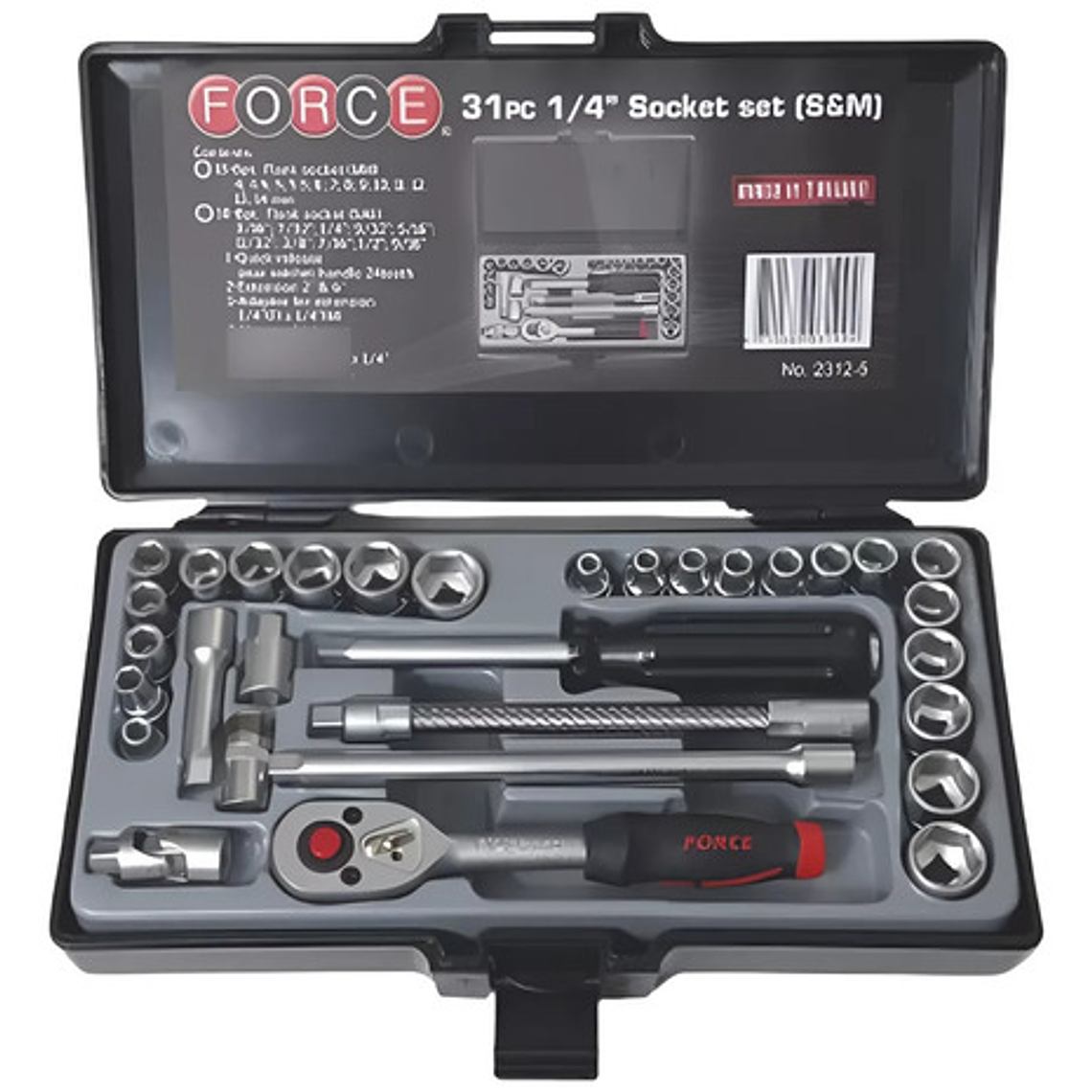 Juego Dados Hexagonal 1/4'' Mm/puLG 31 Piezas (2312-5) Force 2