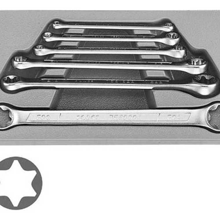 Juego Llaves Corona Torx E6 - E24 6 Piezas (5062) Force 2