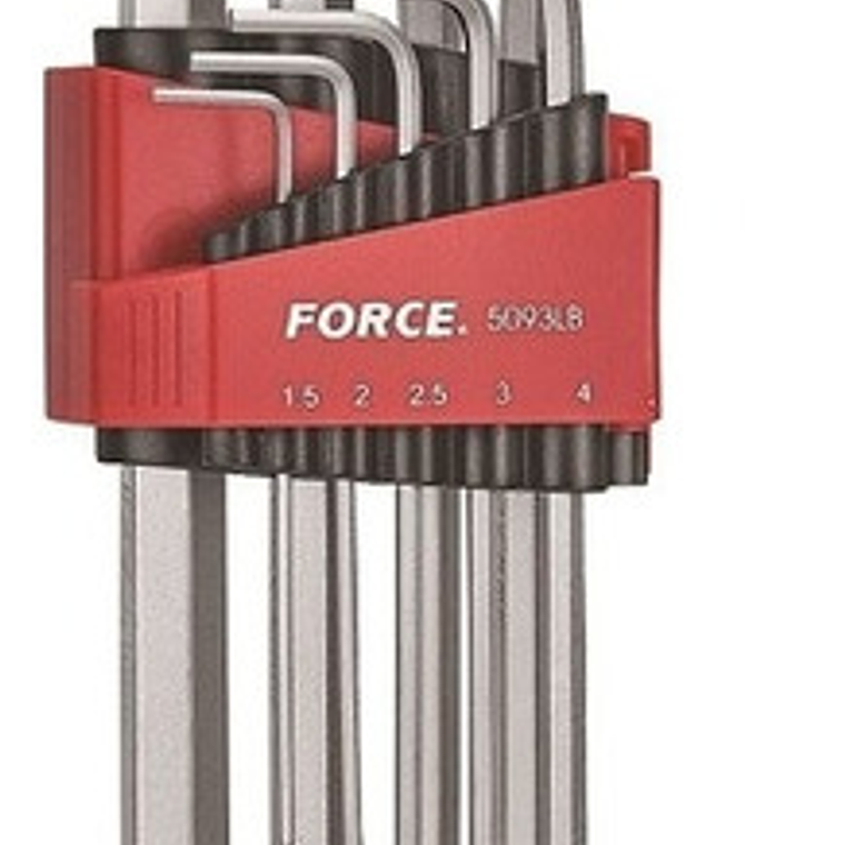 Juego Llaves Allen 1.5 - 10mm Bola Larga (5093lb) Force 1