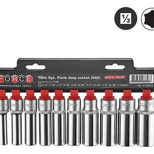 Juego Dados 1/2'' Largo 3/8''-15/16'' 10 Pzs. (4106ds) Force