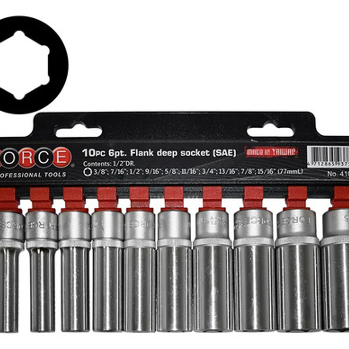 Juego Dados 1/2'' Largo 3/8''-15/16'' 10 Pzs. (4106ds) Force 3