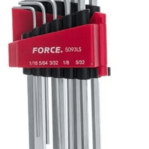 Juego Llave Allen Larga 1/16''-3/8'' 9 Piezas (5093ls) Force