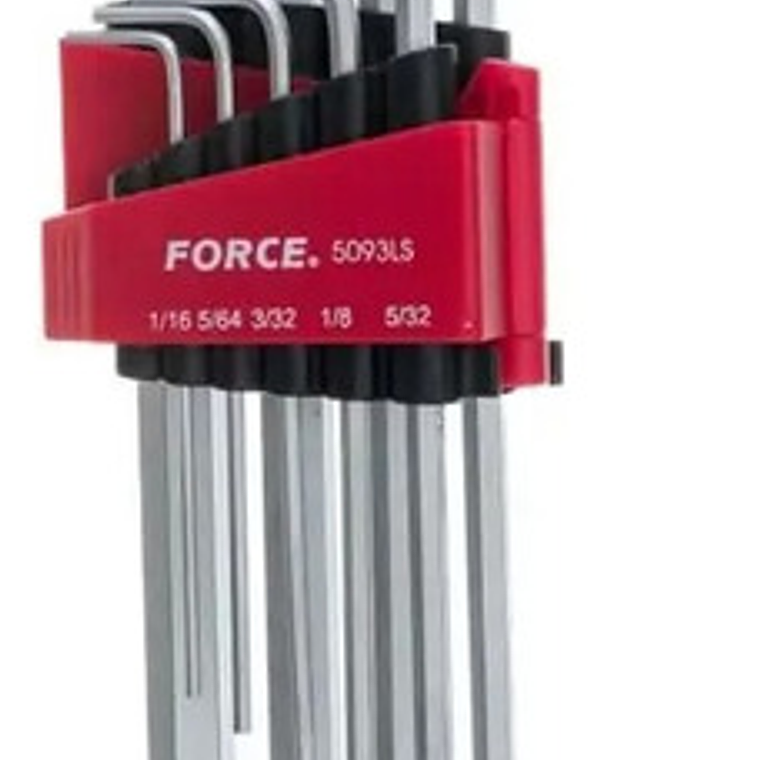 Juego Llave Allen Larga 1/16''-3/8'' 9 Piezas (5093ls) Force 1