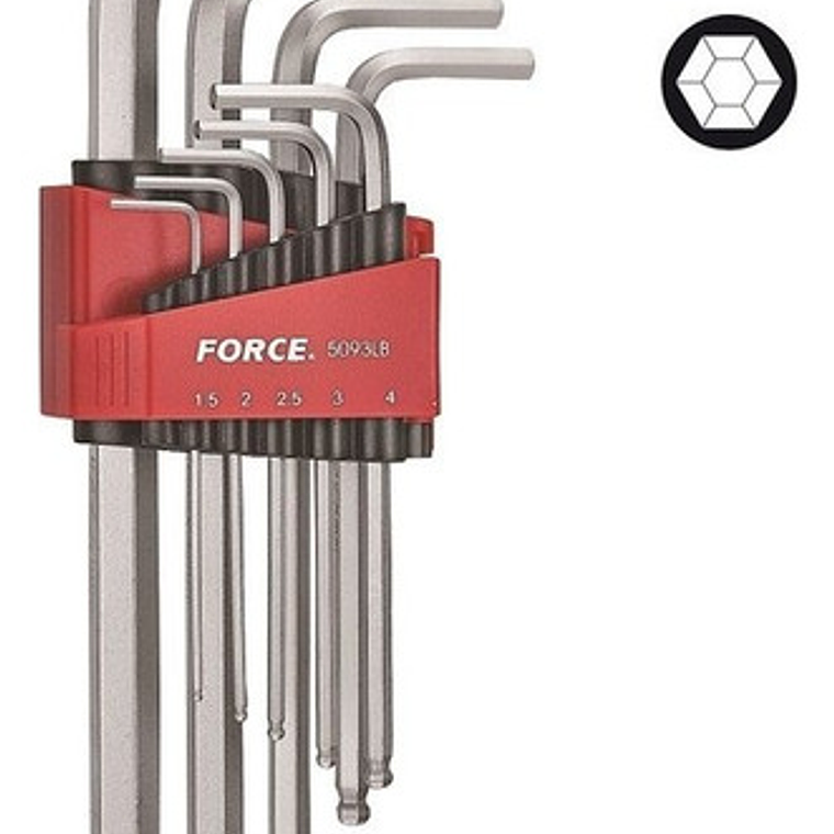 Juego Llave Allen Bola/l 1/16''-3/8'' 9 Piezas 5093lbs Force 2