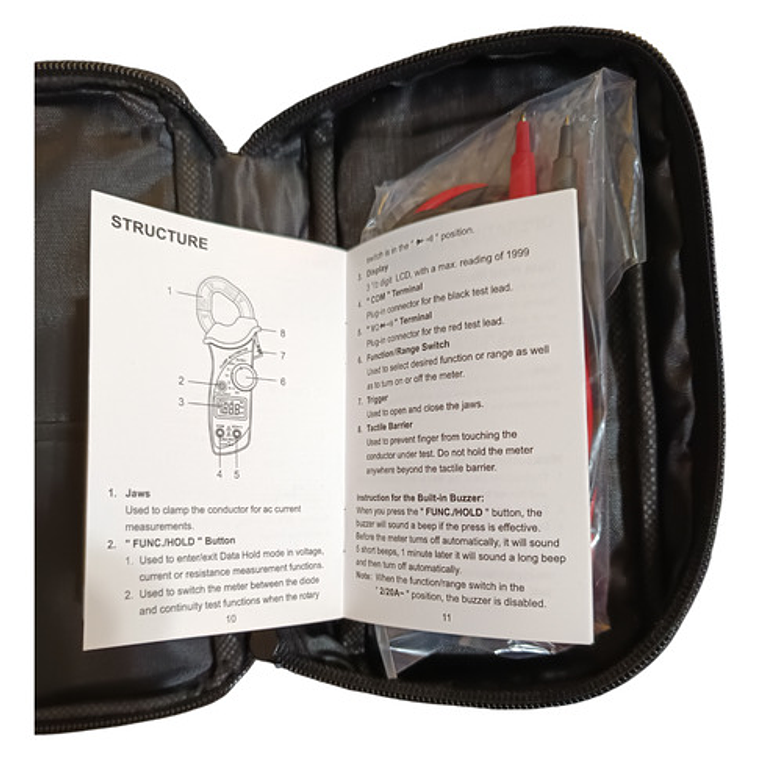 Multímetro / Amperímetro Mini Tenaza (em305) - Esun 7