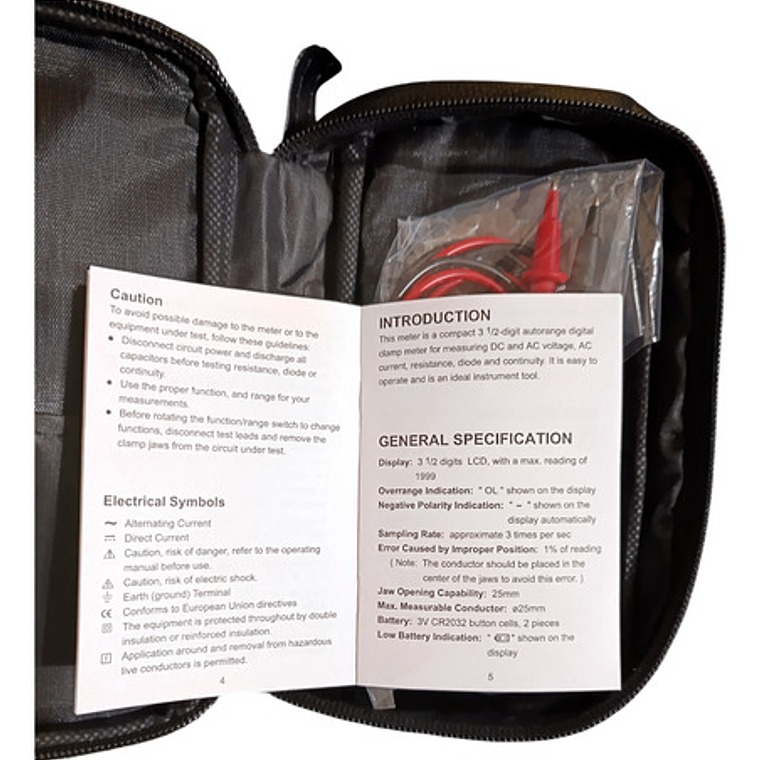 Multímetro / Amperímetro Mini Tenaza (em305) - Esun 10