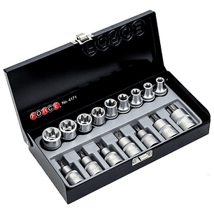 Juego Dados Torx 1/2'' Macho Y Hembra 16 Piezas - Force