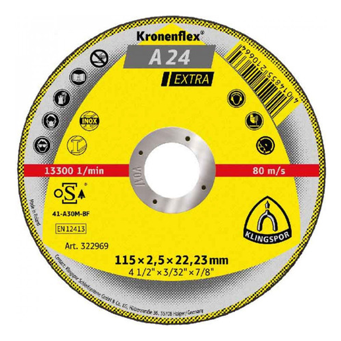 Pack 10 Discos De Corte 4.5'' #a 24 Extra (322969) Klingspor 1