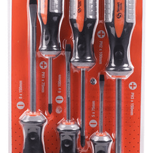 Juego Destornilladores Phillips/plano 6 Piezas - Smart Tools