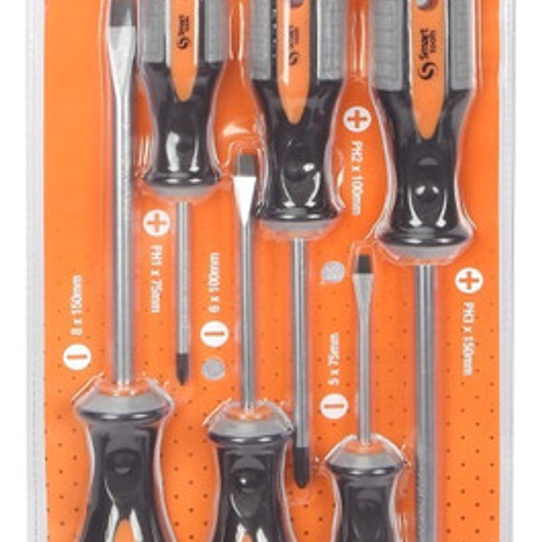 Juego Destornilladores Phillips/plano 6 Piezas - Smart Tools 2