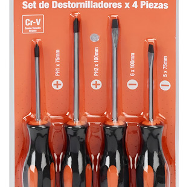 Juego De Destornilladores Cruz /plano 4 Piezas - Smart Tools 1
