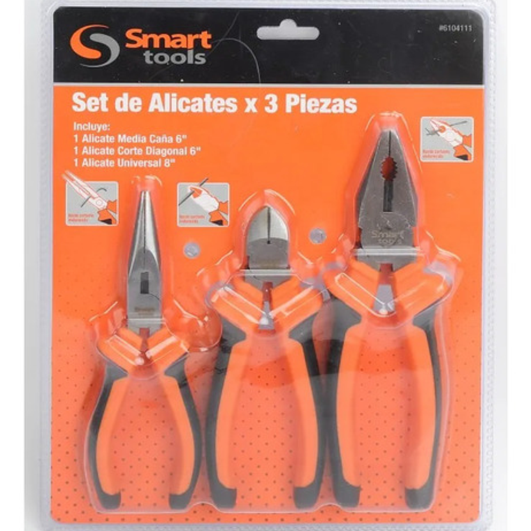 Set 3 Alicates 2 De 6'' Y 1 De 8'' Profesional - Smart Tools 3