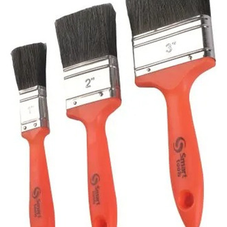 Set 3 Brochas Profesional Plana 1'' - 2'' Y 3'' Smart Tools 1
