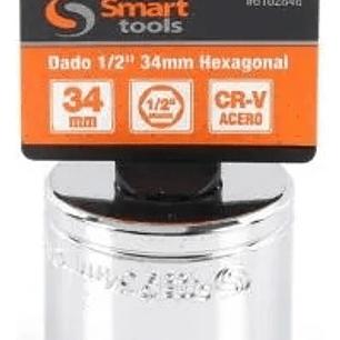 Dado Corto 1/2'' De 34mm Hexagonal - Smart Tools Color Plateado