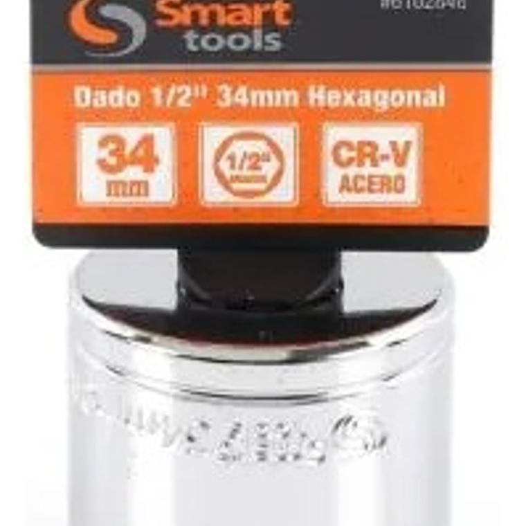 Dado Corto 1/2'' De 34mm Hexagonal - Smart Tools Color Plateado 2