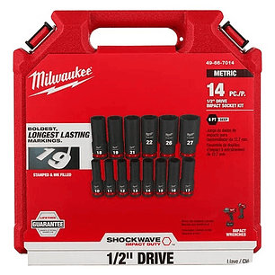 Juego Dados Impacto Largo 1/2'' De 14 Piezas - Milwaukee