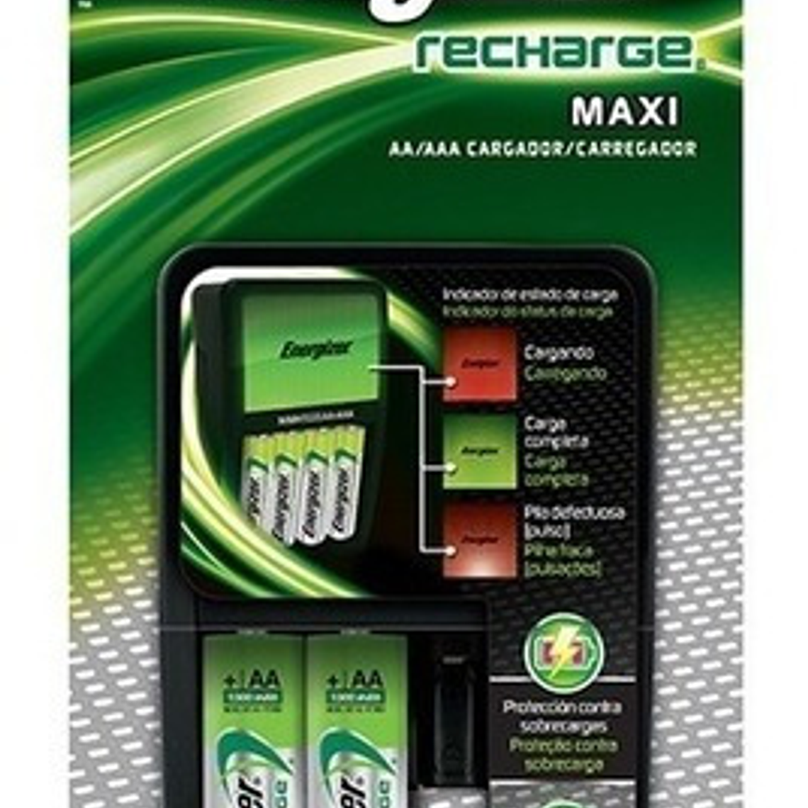 Cargador Maxi Energizer Aa/aaa + 2 Pilas Aa 2000mah 1