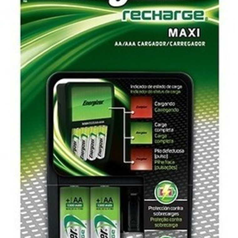 Cargador Maxi Energizer Aa/aaa + 2 Pilas Aa 2000mah 1
