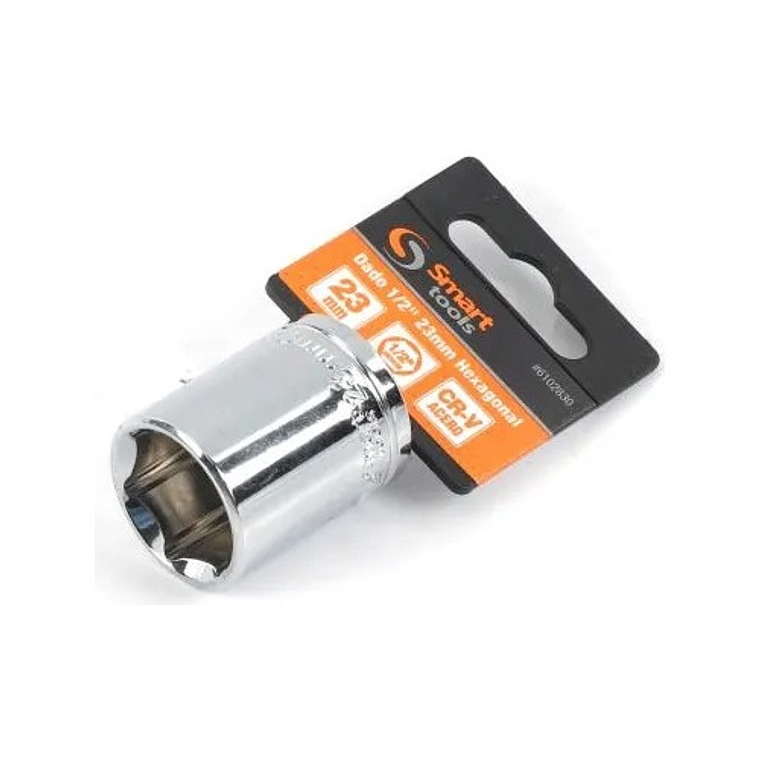 Dado Corto 1/2'' De 23mm Hexagonal - Smart Tools Color Plateado 1