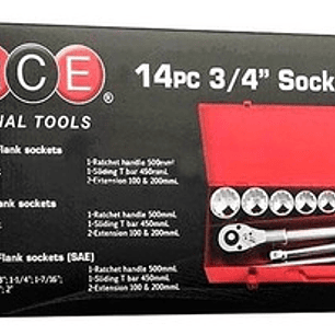 Juego De Dados []3/4`` Poligonal 22-50mm 14 Pzs (6141),force