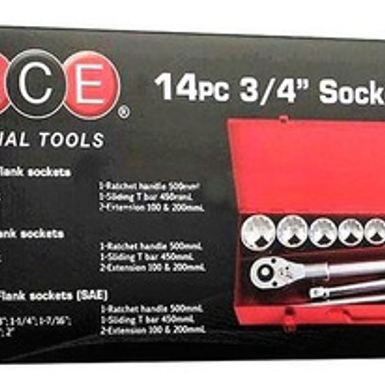 Juego De Dados []3/4`` Poligonal 22-50mm 14 Pzs (6141),force 2