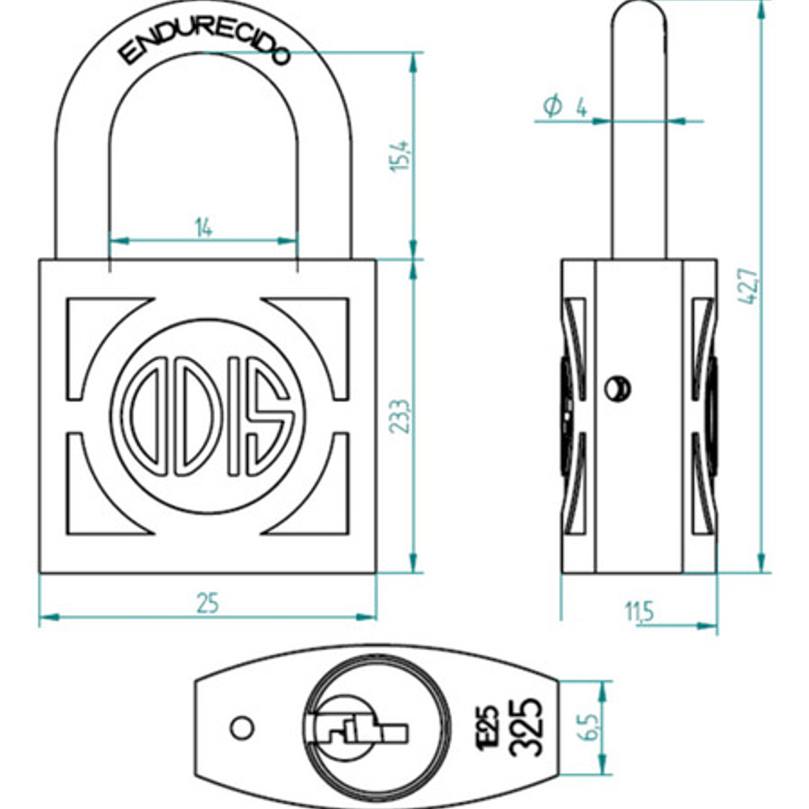 Candado Odis 325 De 25mm - Cuerpo Bronce Forjado - Línea 300 2