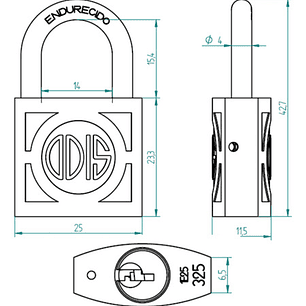 Candado Odis 325 De 25mm - Cuerpo Bronce Forjado - Línea 300