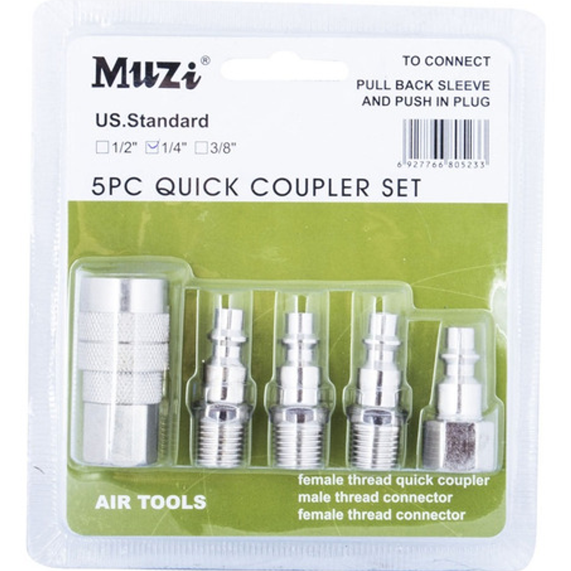 Set Acoples Rápidos Para Aire De 1/4  Npt 5pzas. Marca Muzi 7