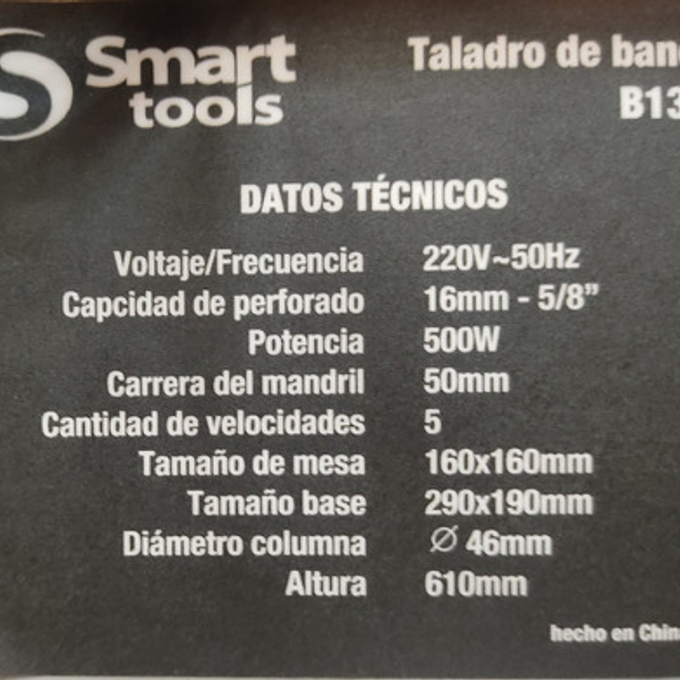 Taladro De Mesa 500w - 13 Mm - 220v (b13m) Smart Tools 4